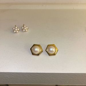 Gold hexagon earrings